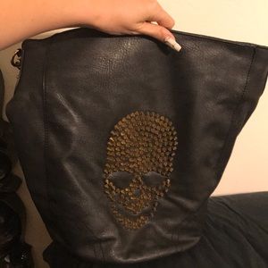 Black Leather Skull Purse